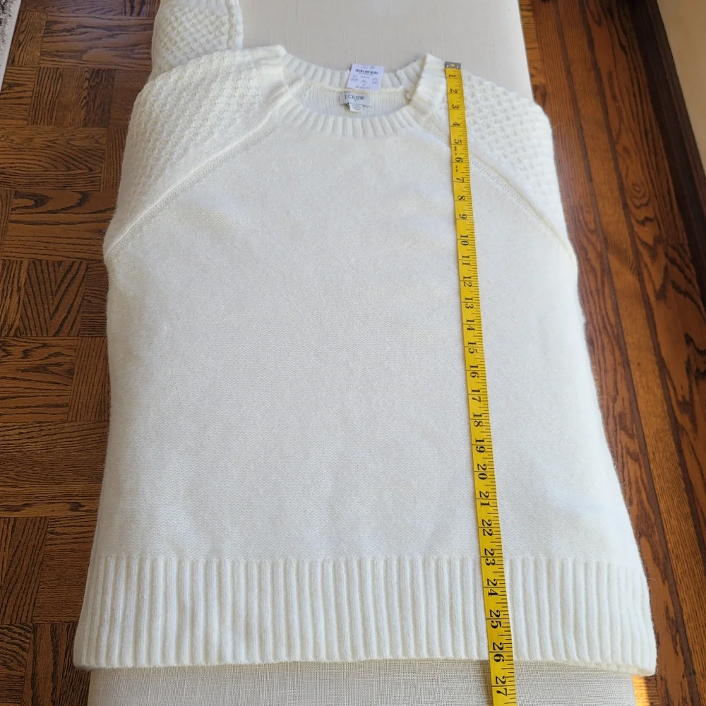 New! J.Crew XXL XX-Large Ivory White Honeycomb Balloon-Sleeve Sweater Top NWT